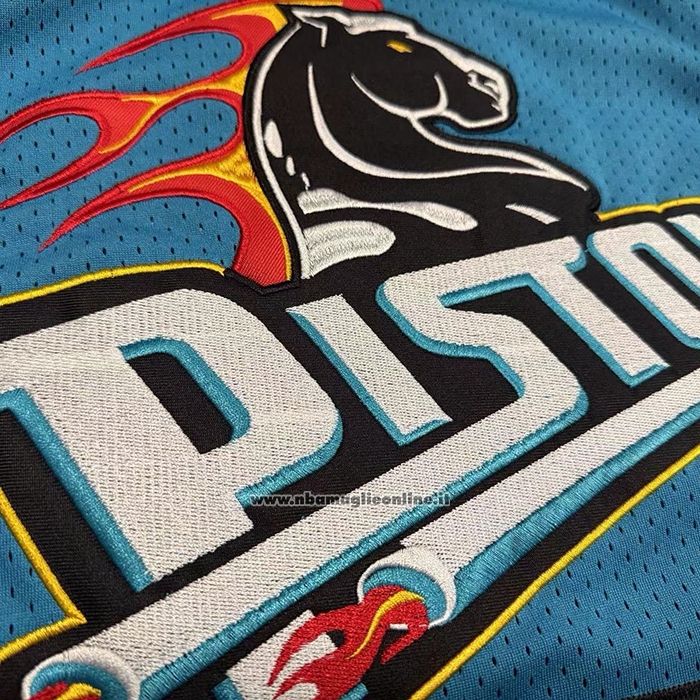 Maglia Detroit Pistons Grant Hill No 33 Mitchell & Ness 1998-99 Blu